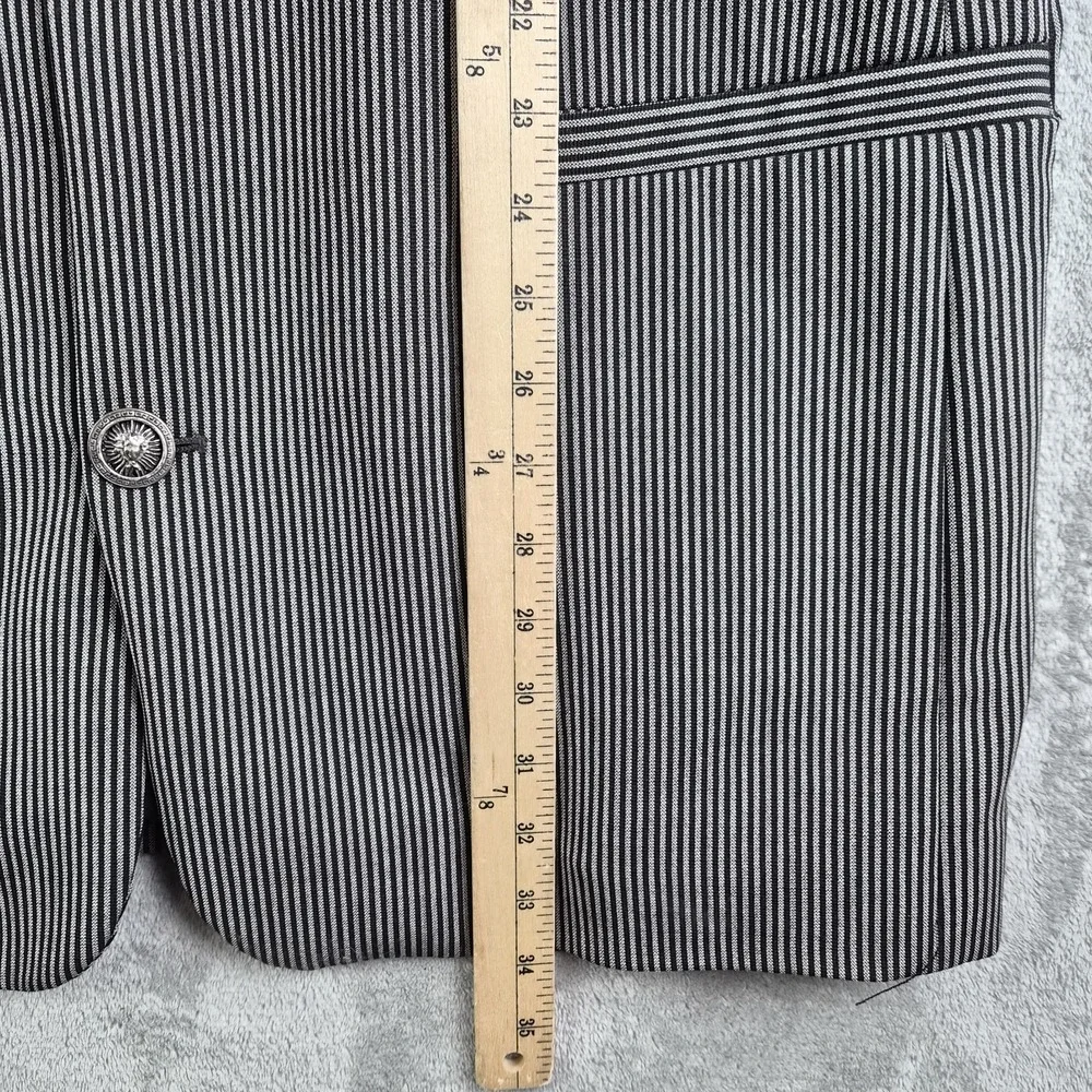 Zanetti Blazer Jacket Vest Grey Black Stripe Moda Biella Extra Fine Merino Italy
